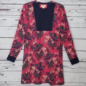 Anthropologie Maeve Floral Bird Print Tunic Dress